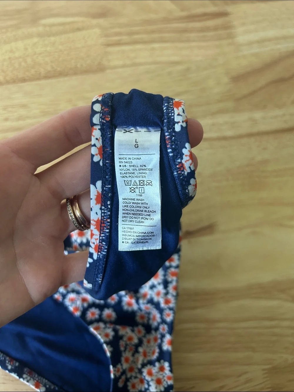 Old Navy Navy Floral Daisy Bikini Bottoms with Orange Accents